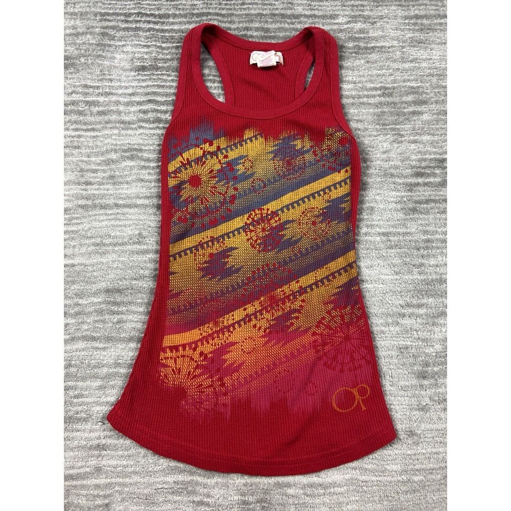 OP Top Juniors Medium Red 7-9 Waffle‎ Knit Beater Tank Sleeveless Ocean Pacific